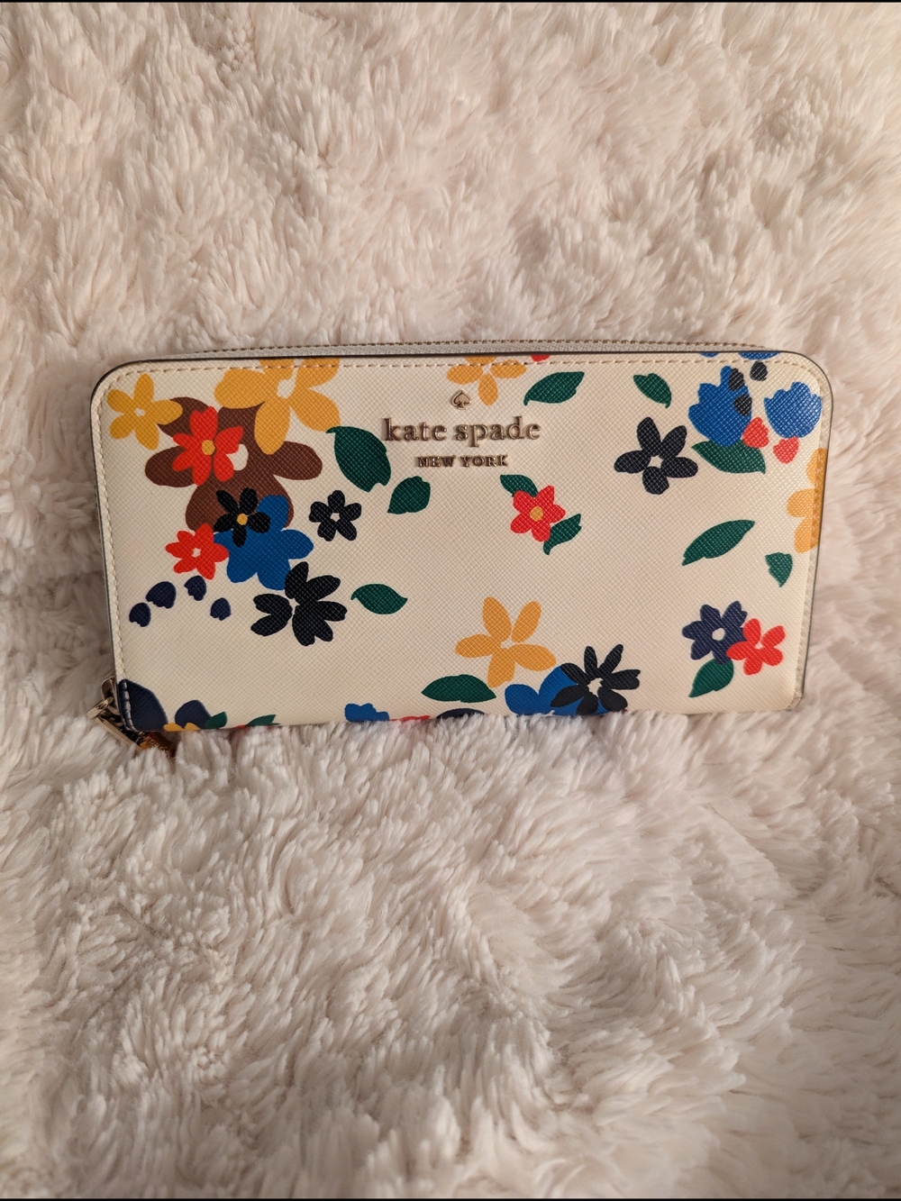 Kate Spade Floral Zip-Around Wallet - White Multi